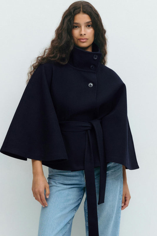 Mia - Chaqueta capa con cinturón
