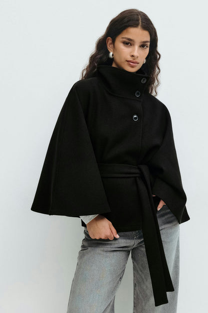 Mia - Chaqueta capa con cinturón