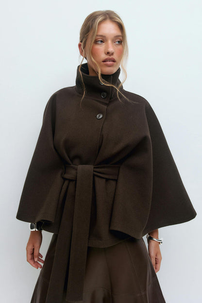 Mia - Chaqueta capa con cinturón